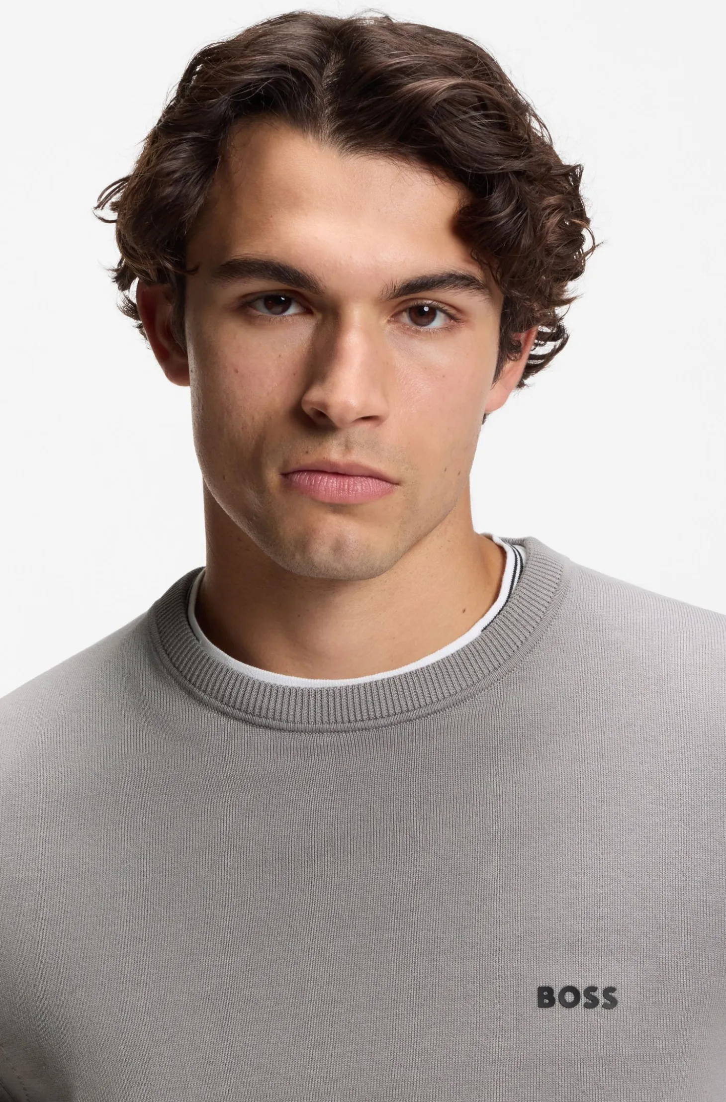 Cotton sweater with contrast logo