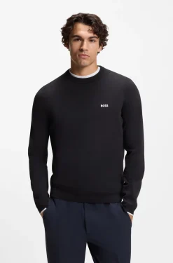 Cotton sweater with contrast logo