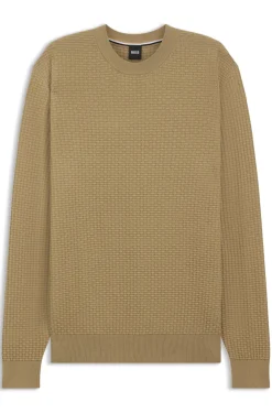 Cotton sweater with knitted structure
