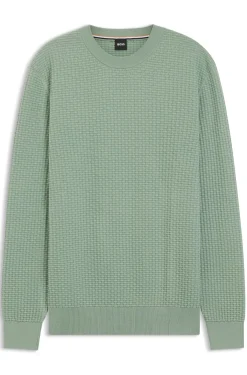 Cotton sweater with knitted structure
