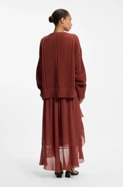 Cotton sweater with mesh structure