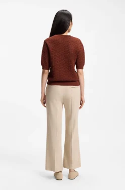 Cotton sweater with micro-lace structure