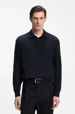 Cotton sweater with polo collar