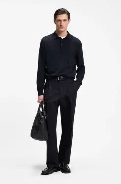 Cotton sweater with polo collar