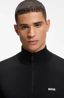 Cotton sweater with quarter zip