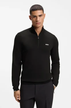 Cotton sweater with quarter zip
