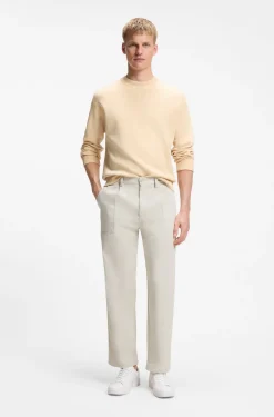 Cotton sweater with ribbed side seams