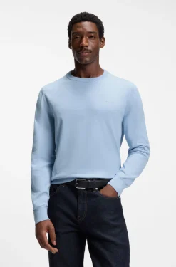 Cotton sweater with tonal logo embroidery