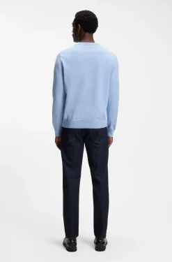 Cotton sweater with tonal logo embroidery