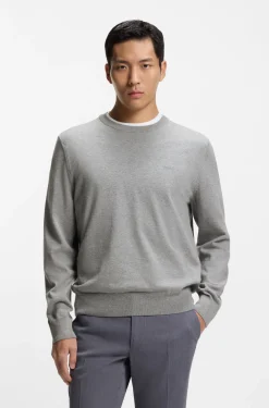 Cotton sweater with tonal logo embroidery
