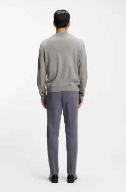 Cotton sweater with tonal logo embroidery