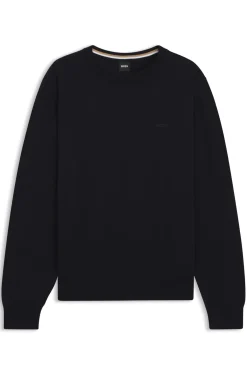 Cotton sweater with tonal logo embroidery