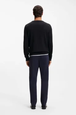 Cotton sweater with tonal logo embroidery