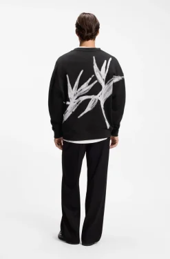 Cotton sweatshirt with logo embroidery and graphic print