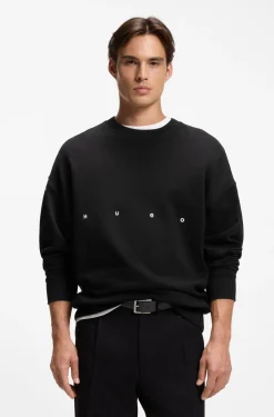 Cotton sweatshirt with logo embroidery and graphic print