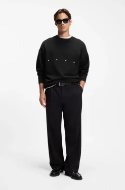 Cotton sweatshirt with logo embroidery and graphic print