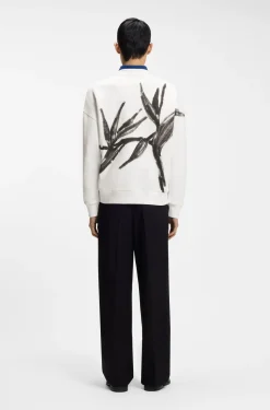 Cotton sweatshirt with logo embroidery and graphic print