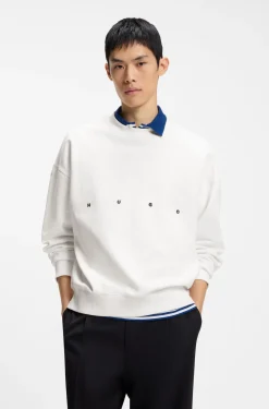 Cotton sweatshirt with logo embroidery and graphic print