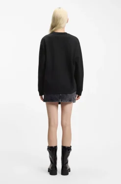 Cotton sweatshirt with rhinestone Happy HUGO logo