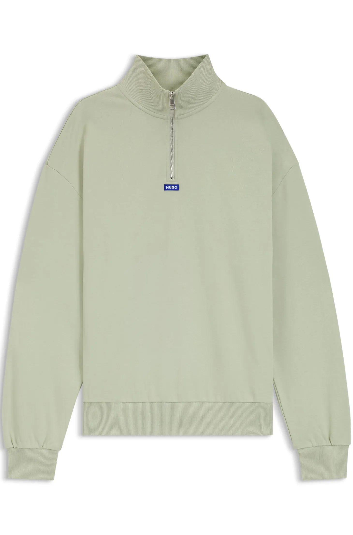 Cotton sweatshirt with zip neck and logo