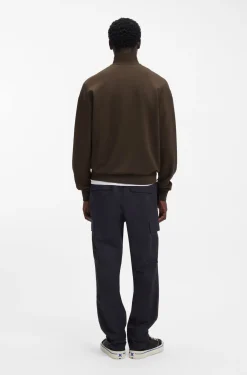 Cotton sweatshirt with zip neck and logo