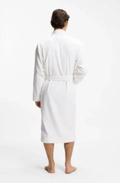 Cotton-terry dressing gown with embroidered red logo