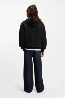 Cotton-terry hoodie with blue logo