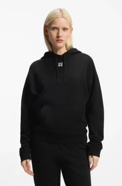 Cotton-terry hoodie with embroidered stacked logo