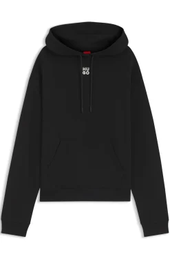 Cotton-terry hoodie with embroidered stacked logo