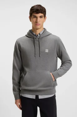 Cotton-terry hoodie with logo patch