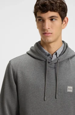 Cotton-terry hoodie with logo patch