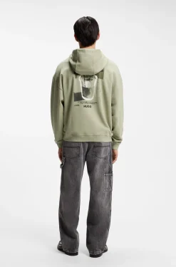 Cotton-terry hoodie with logo graphic