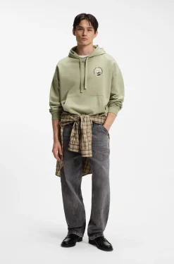 Cotton-terry hoodie with logo graphic