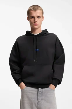 Cotton-terry hoodie with logo badge