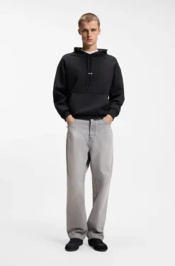 Cotton-terry hoodie with logo badge