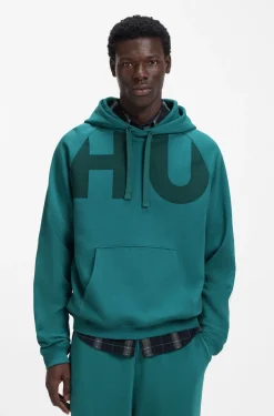 Cotton-terry hoodie with logo print