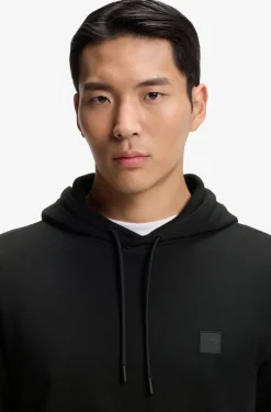 Cotton-terry hoodie with logo patch
