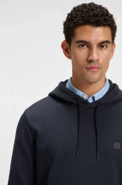 Cotton-terry hoodie with logo patch