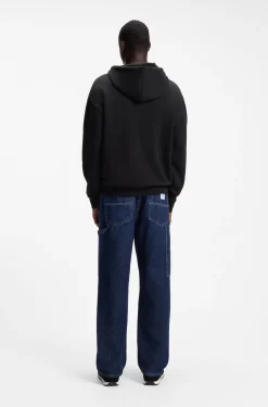 Cotton-terry hoodie with rectangle logo print