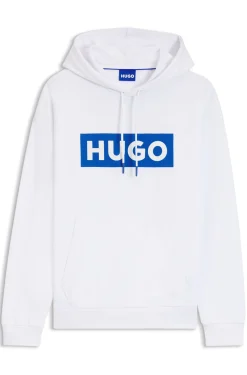 Cotton-terry hoodie with rectangle logo print