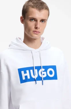 Cotton-terry hoodie with rectangle logo print