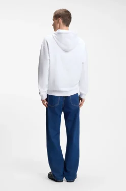 Cotton-terry hoodie with rectangle logo print