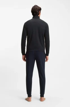 Cotton-terry jacket with stripe and logo