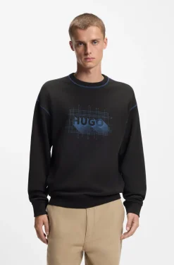 Cotton-terry logo sweatshirt with contrast stitching