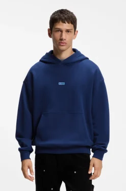 Cotton-terry loose-fit hoodie with logo details