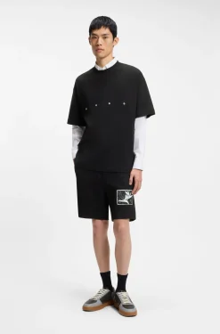 Cotton-terry shorts with artwork patch