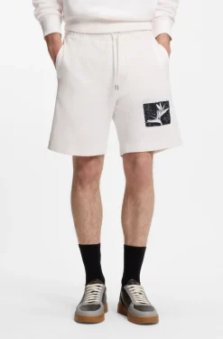 Cotton-terry shorts with artwork patch