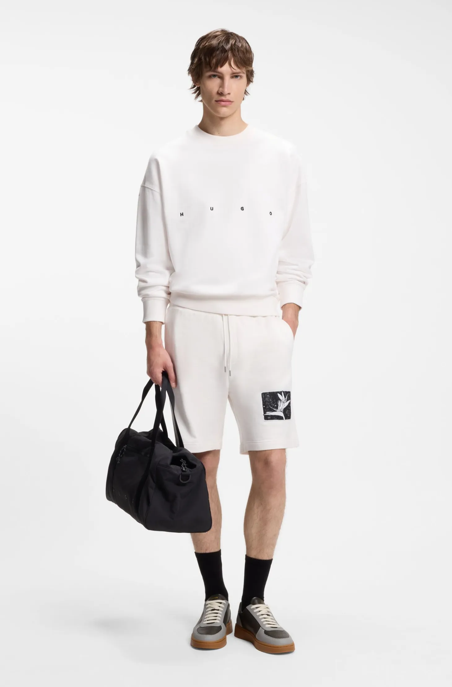 Cotton-terry shorts with artwork patch