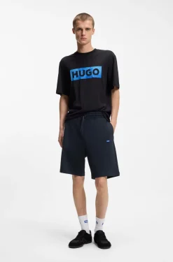 Cotton-terry shorts with logo patch