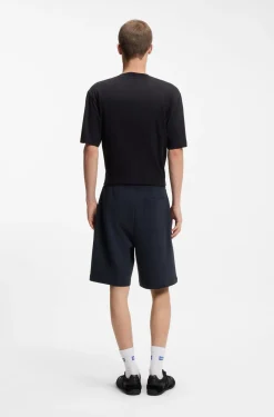 Cotton-terry shorts with logo patch